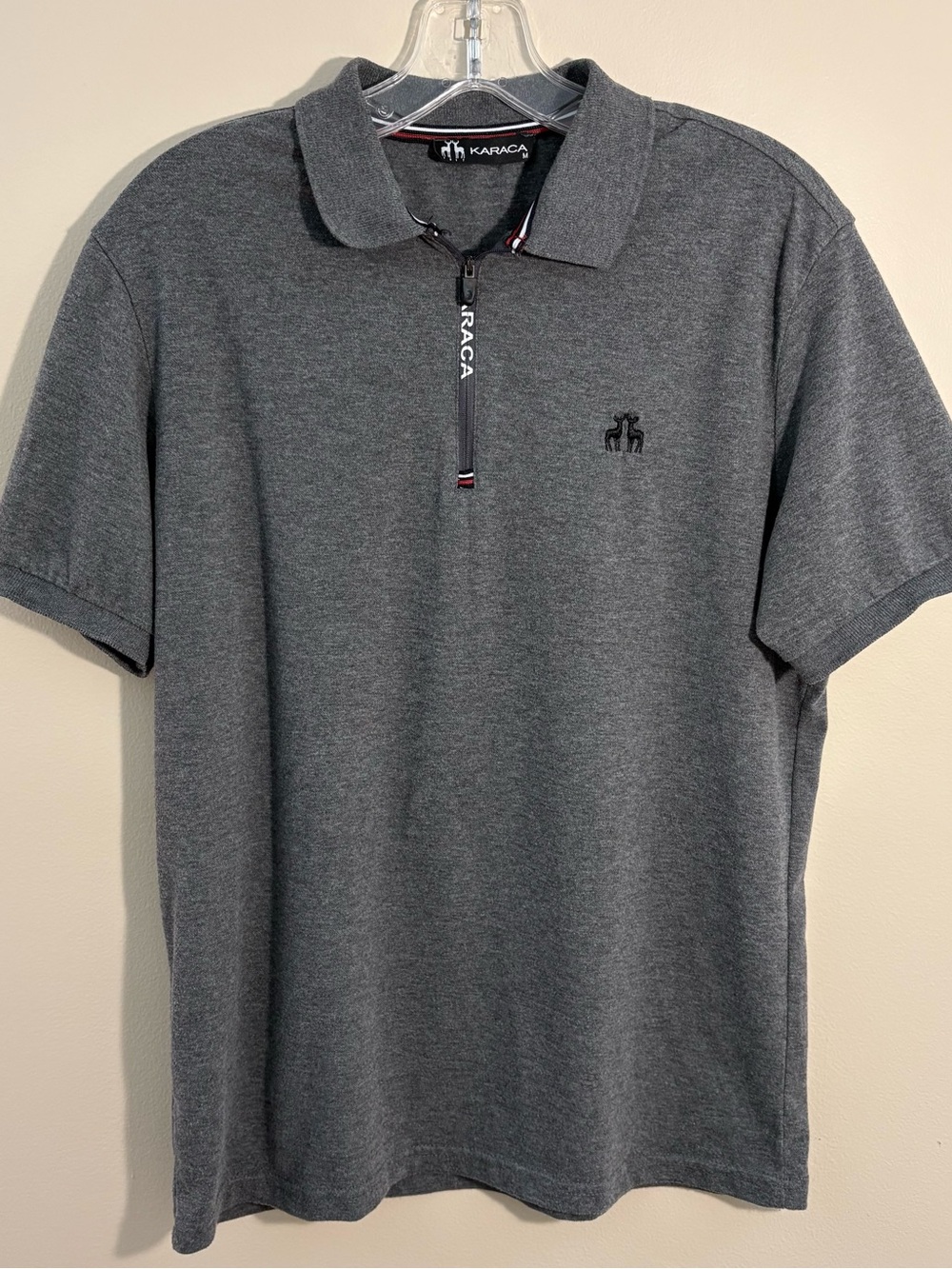 Karaca Gray Quarter-Zip Polo Shirt Size M